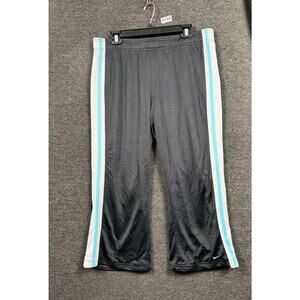 Nike Pants Boys XL Black White Blue Mesh Striped Athletic 3/4 Capri 209267-010